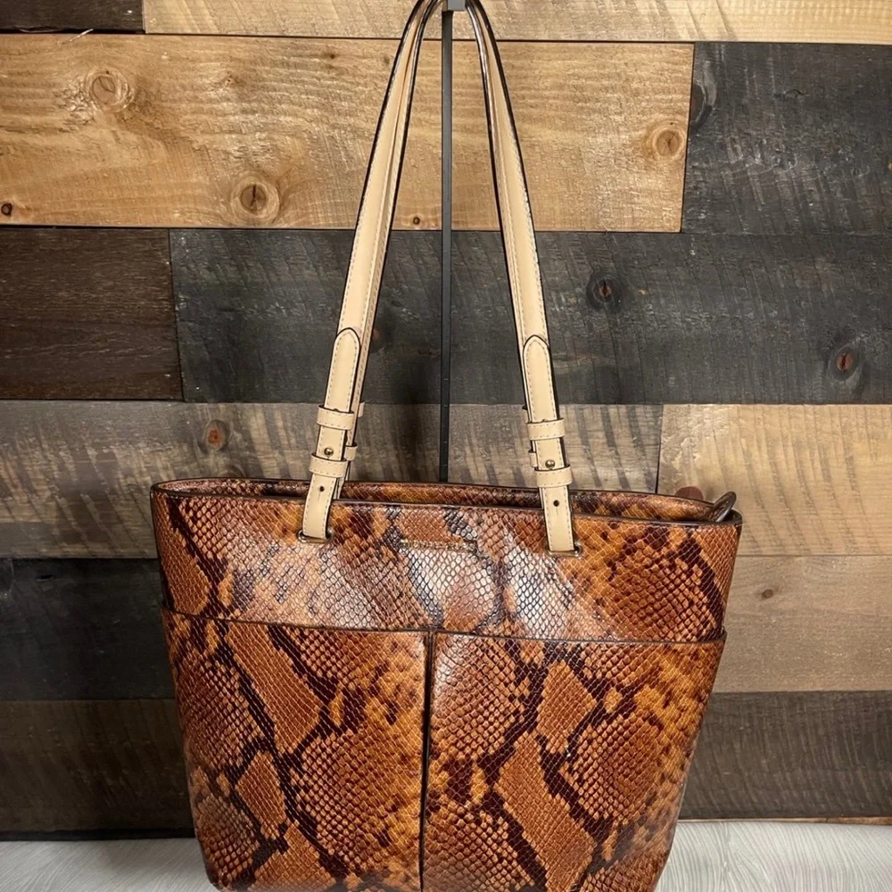 MICHAEL Michael Kors Tan Snake Print Tote - Picture 1 of 1